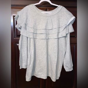 Roaman’s grey ruffle sweater blouse‎ top
